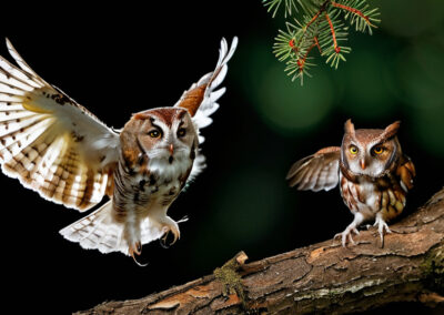 Eastern Screech owl feeding