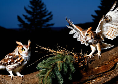 Eastern Screech owl feeding