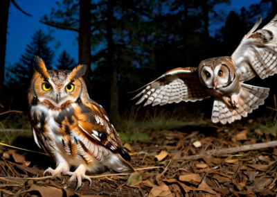 Eastern Screech owl feeding