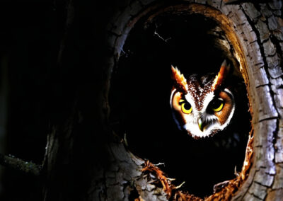 Eastern Screech Owl in a tree cavity