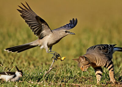 Northern Mockingbird Defending its chicks and eggs