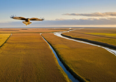 Northern Harrier flying low