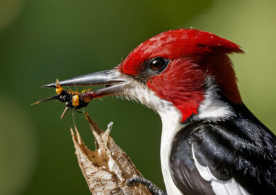 Red-headed Woodpecker eating an insect