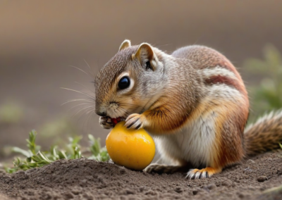 Round-Tailed Ground Squirrel eating fruits