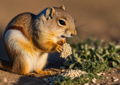 Round-Tailed Ground Squirrel eating seeds