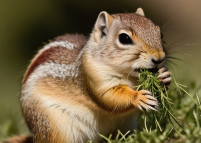 Round-Tailed Ground Squirrel eating vegetation