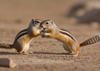 Round-Tailed Ground Squirrels playing and chatting