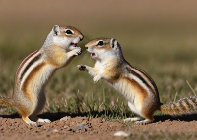 Round-Tailed Ground Squirrels playing and chatting