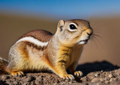 Round-Tailed Ground Squirrel sunbathing