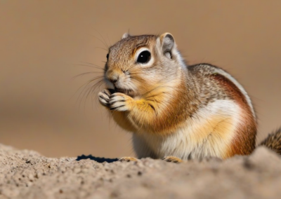 Round-Tailed Ground Squirrel sunbathing