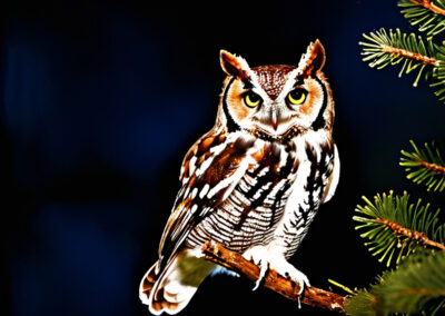 Western Screech Owl hunting at night