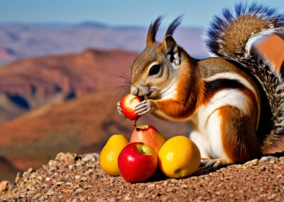 White-tailed Antelope Squirrel munching on fruirs