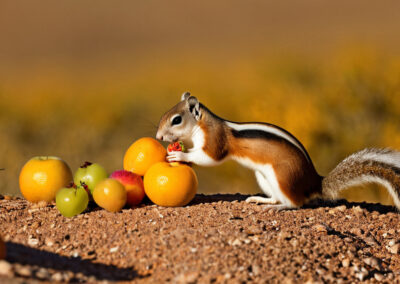 white-tailed antelope squirrel eating fruits