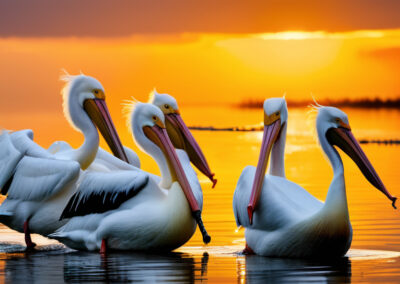 American White Pelicans Fishing