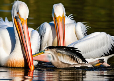 American White Pelicans Fishing