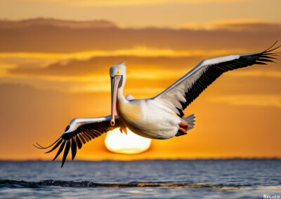 American White Pelican Gliding