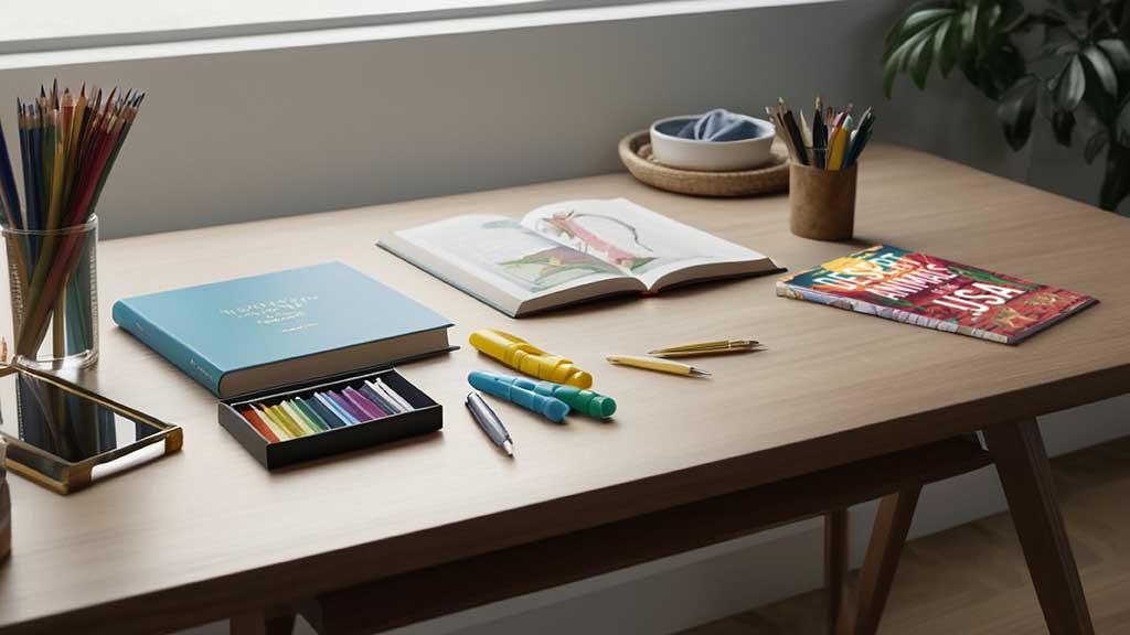 Desert Animals of the USA coloring book on desk