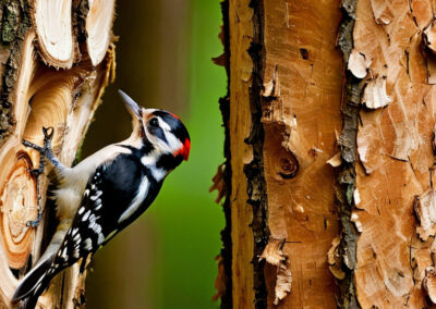 Downy Woodpecker insect foraging