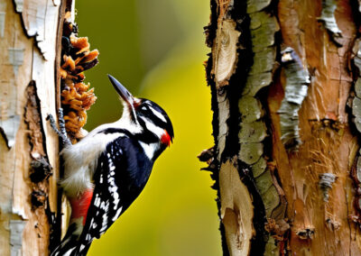 Downy Woodpecker insect foraging