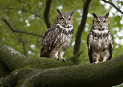 Great Horned Owl living in in the forest