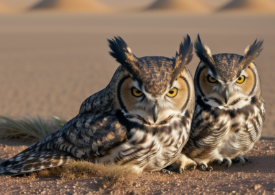Great Horned Owl living in the desert