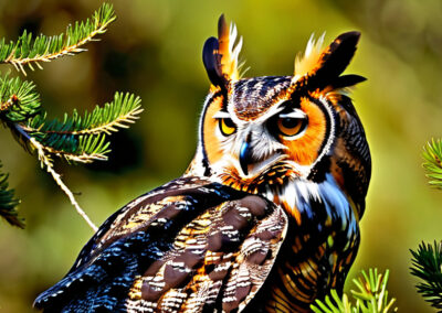 Great Horned Owl turning its head