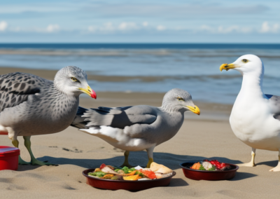 herring gull eating leftovers