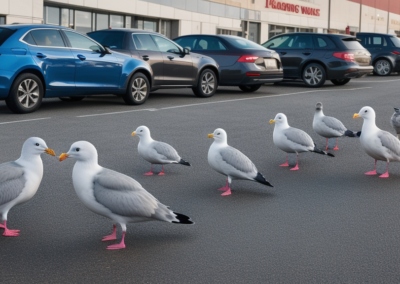 Herring Gulls hanging out in Parking lot