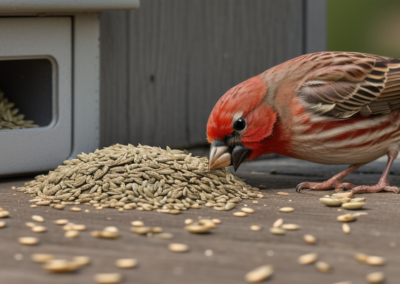 House Finch munching seeds