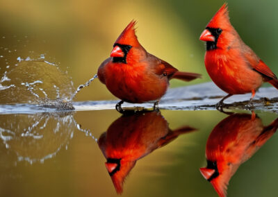 Northern Cardinal fighting their Reflection