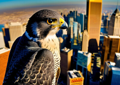 Peregrine Falcon Eyeing Cityscape