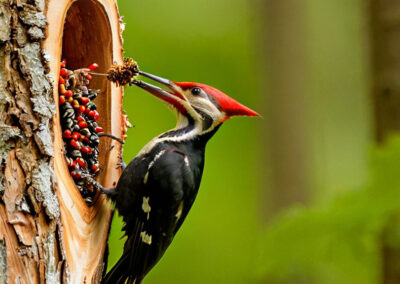 Pileated Woodpecker Eating Insects