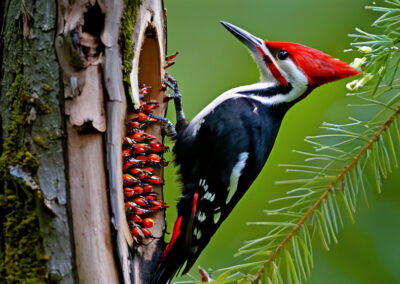 Pileated Woodpecker Eating Insects