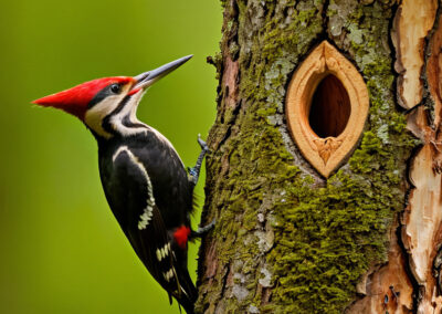 The Pileated Woodpecker who often seen alone