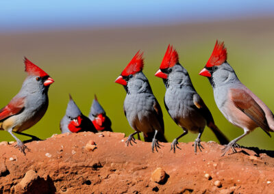 a small flock of Pyrrhuloxia birds