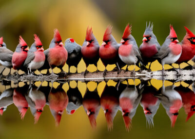 a small flock of Pyrrhuloxia birds