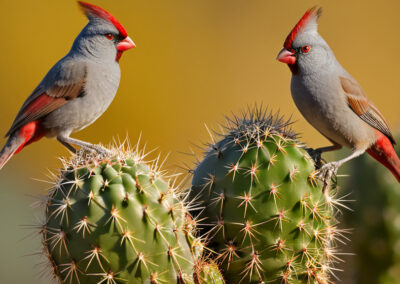 a pair of Pyrrhuloxia birds