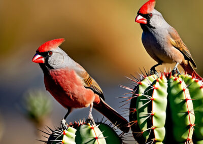 a pair of Pyrrhuloxia birds