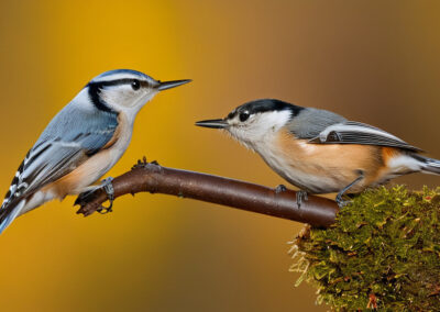 White-breasted Nuthatch mingling with a chickadee