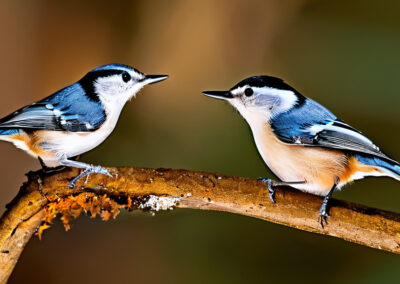 White-breasted Nuthatch mingling with a chickadee