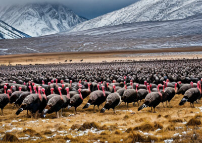 A flock of Wild Turkeys