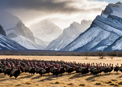A flock of Wild Turkeys
