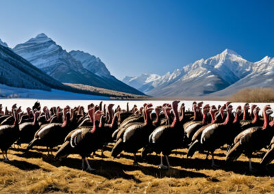 A flock of Wild Turkeys