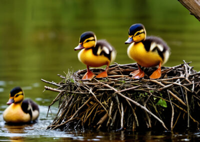 wood-ducklings-jumping-into-water