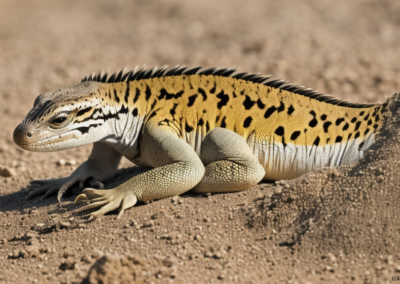 Zebra-Tailed Lizard act camouflaging