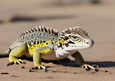 Zebra-Tailed Lizard regulating its temprature