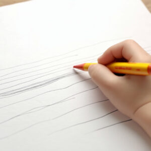 a child's hand holding a crayon