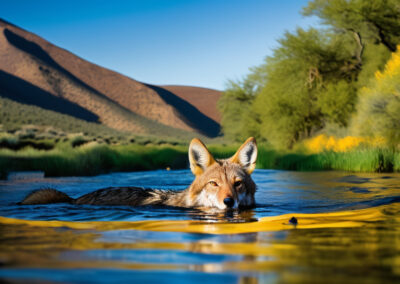 coyote swimming