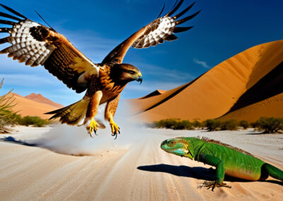 Desert Iguana escaping a hawk