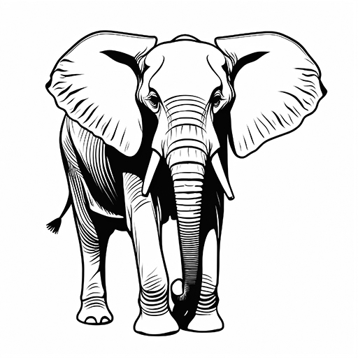 Elephant hand drawn in thick outlines